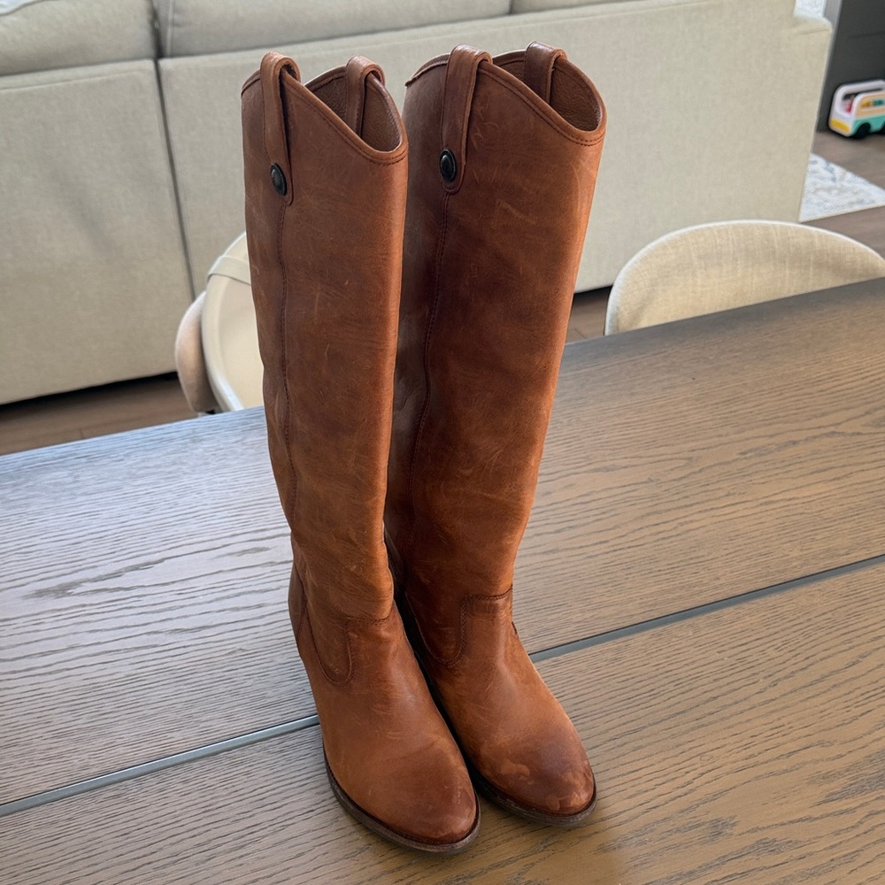 Frye Saddle Brown Tall Leather Riding Boots